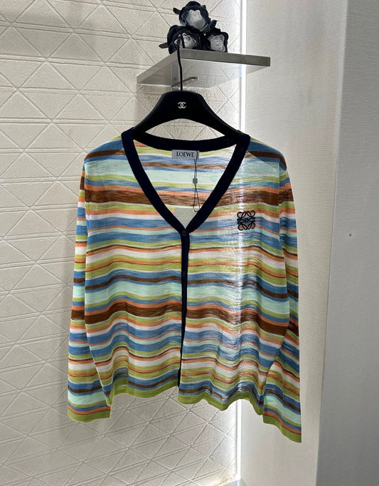 LO 25 Colorful striped knitted cardigan