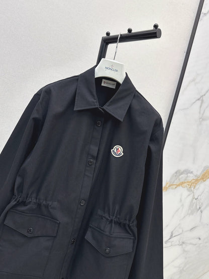 Mon 25fw New style drawstring waist mid-length trench coat