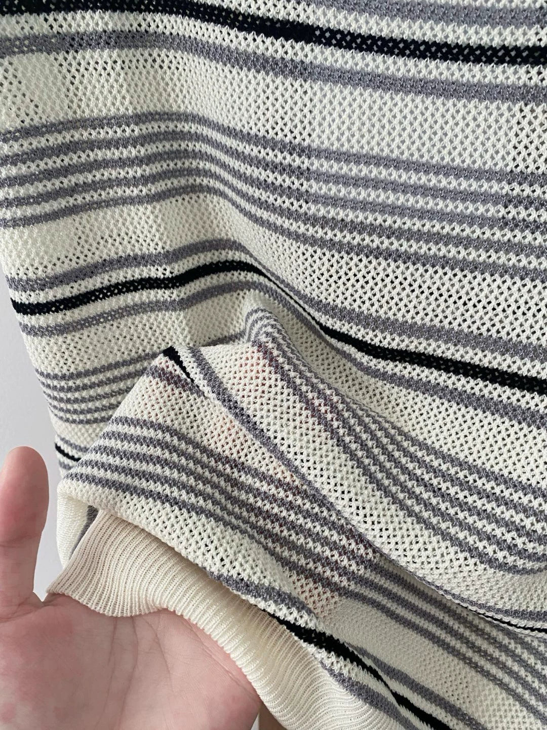 C 25 new color clashing striped lapel short sleeve knit