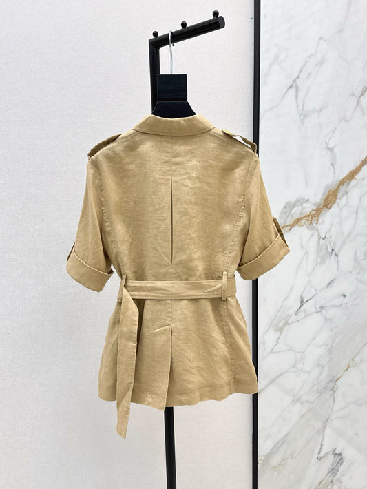 RA 25 Spring and Summer New Khaki Short Sleeve Trench Coat Top