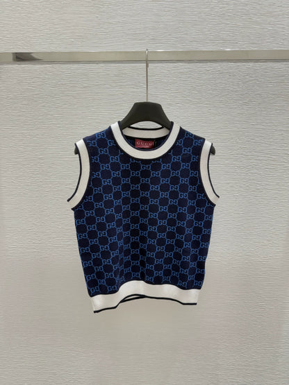 g 25 New color clashing letters round neck sleeveless knitted undershirt