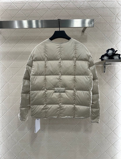 Mon 25 Checkered lace-up crew neck down jacket