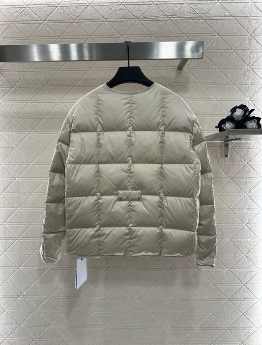 Mon 25 Checkered lace-up crew neck down jacket