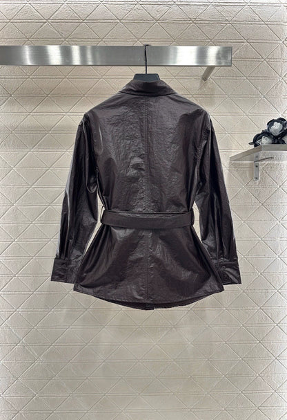 Ce 25 Waterproof leather trench coat
