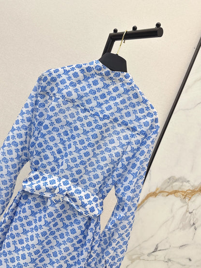 L 25 Spring/Summer New Blue Long Shirt Dresses