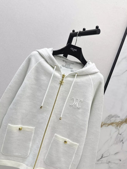 Ce 25 Jacquard Knit Cardigan Hoodie