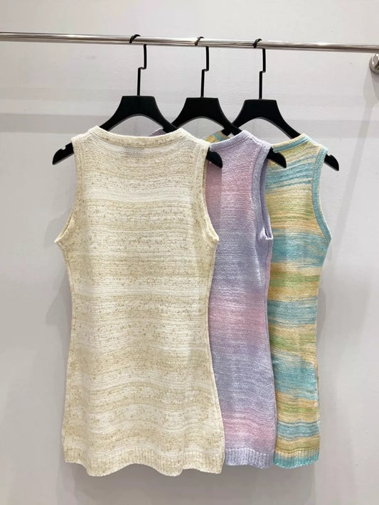 C 25 New gradient-colored dyed yarn vest dress