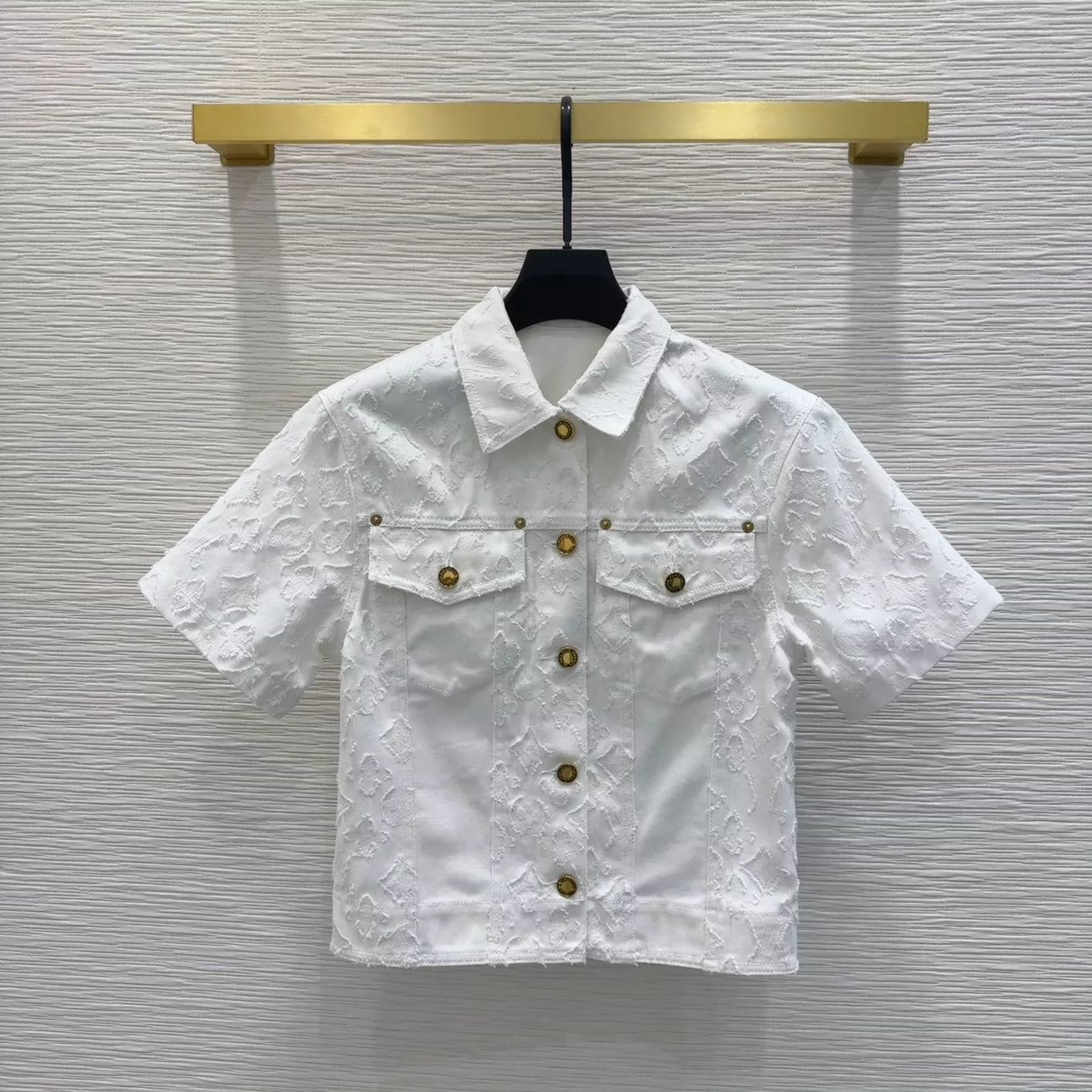 L 25 New Pocket Lapel Short Sleeve Denim Jacket