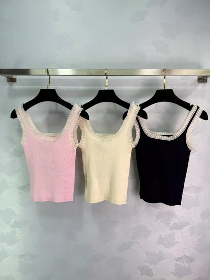 M 2025 Summer New Arrival Lace Trim Knitted Vest