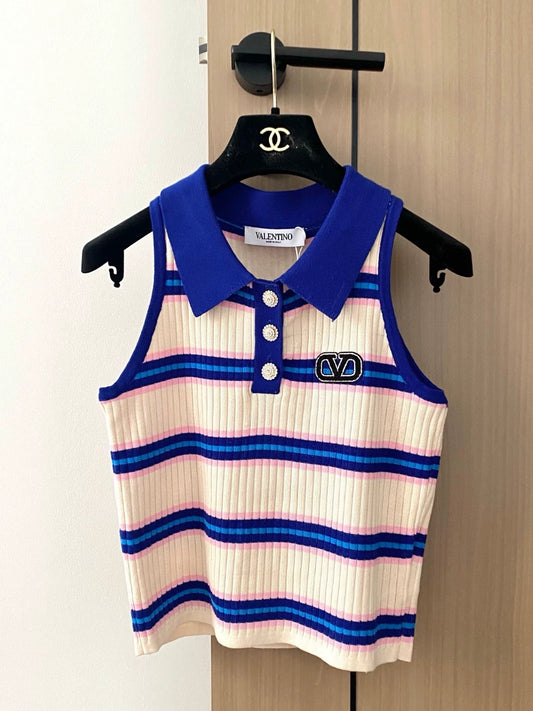 V 25 new striped button lapel vest