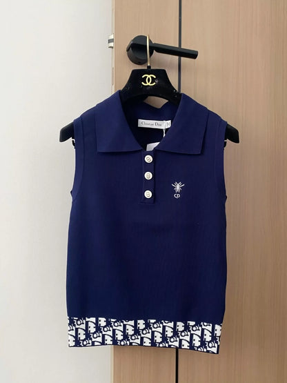 D 25 new lapel short-sleeved undershirt（white navy）