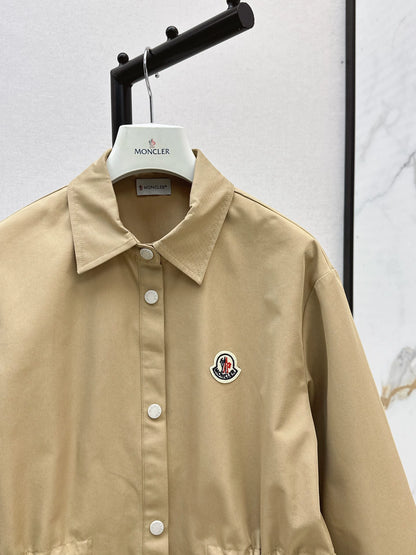 Mon 25fw New style drawstring waist mid-length trench coat