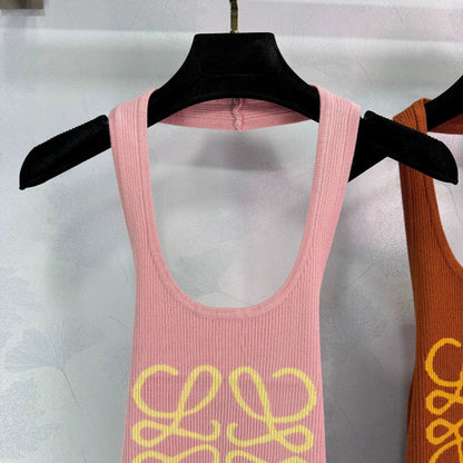 25 Summer new letter jacquard halter neck backless vest