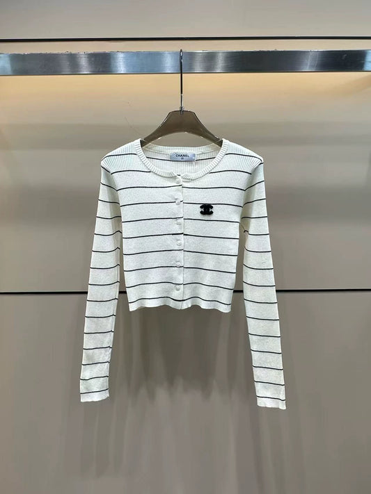 C 25 Spring and Summer New Striped Suspenders with Chest Pads + Cardigan Two-piece Set Two-piece Set