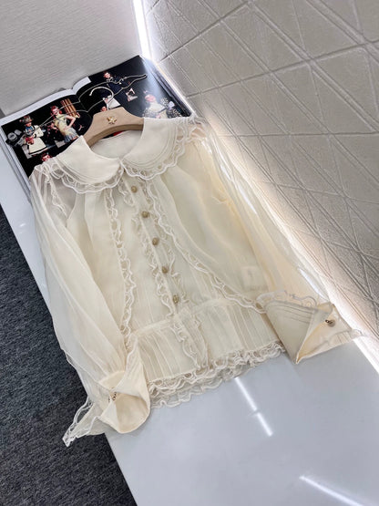C 25 New Lace Lace Silk Shirt