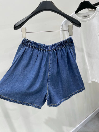 M 24 Dark blue soft denim shorts
