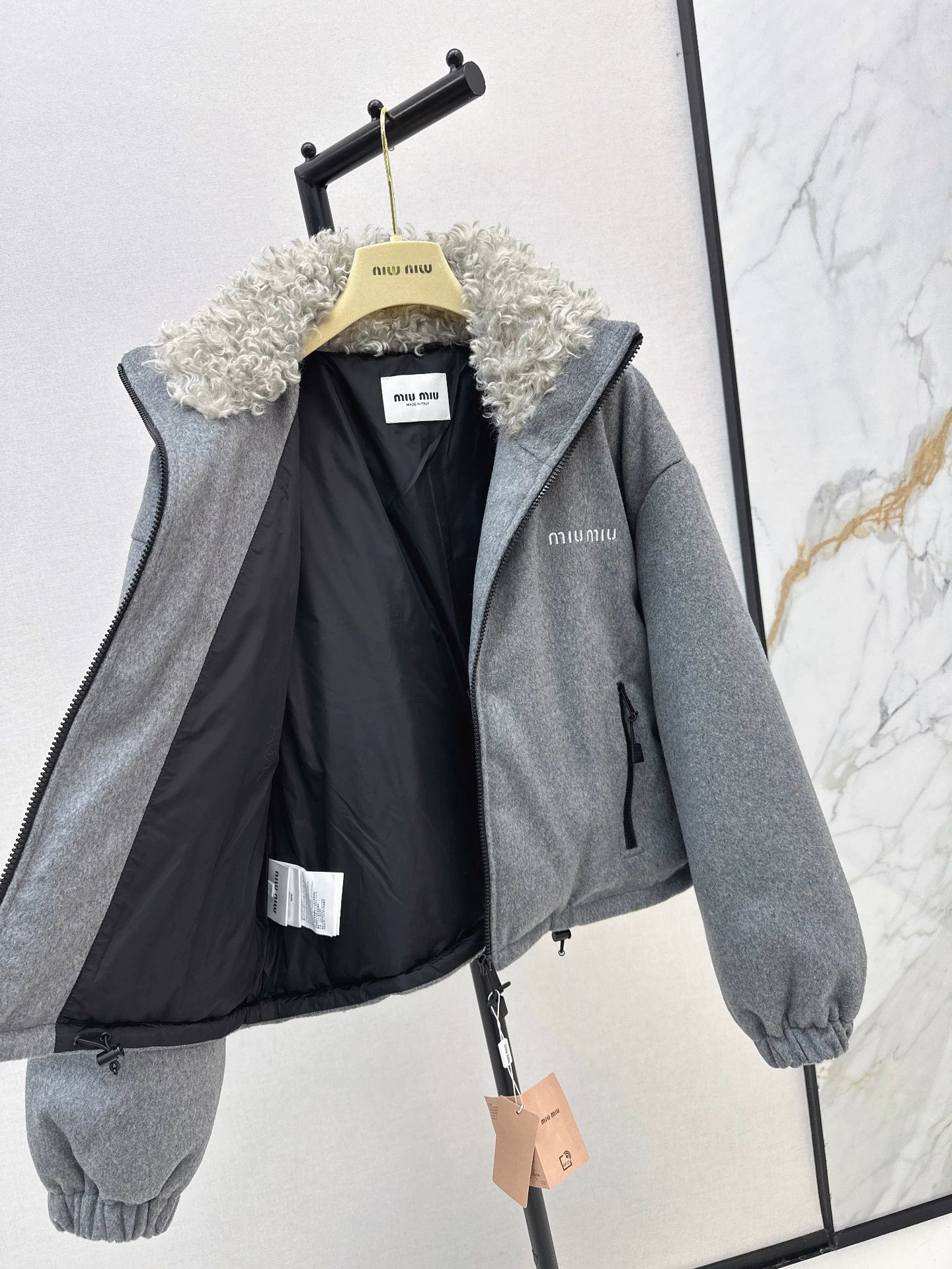 Mi 25 Lamb wool short standing collar down jacket