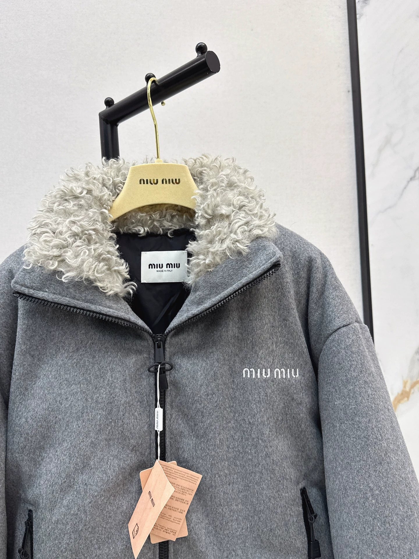 Mi 25 Lamb wool short standing collar down jacket