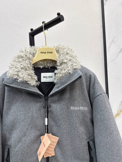 Mi 25 Lamb wool short standing collar down jacket
