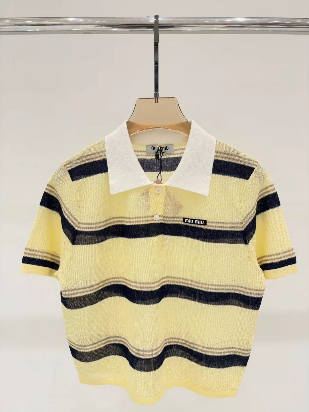 M 25 Summer New Striped Letter Logo Knitted Short Sleeves