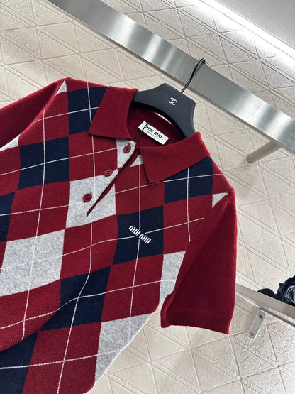 M 25 Diamond check polo short-sleeve.