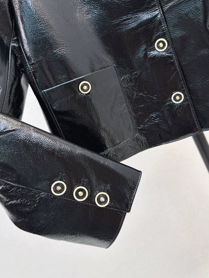 C 25 Premium Handcrafted Collection Genuine Leather Stand Collar Jacket
