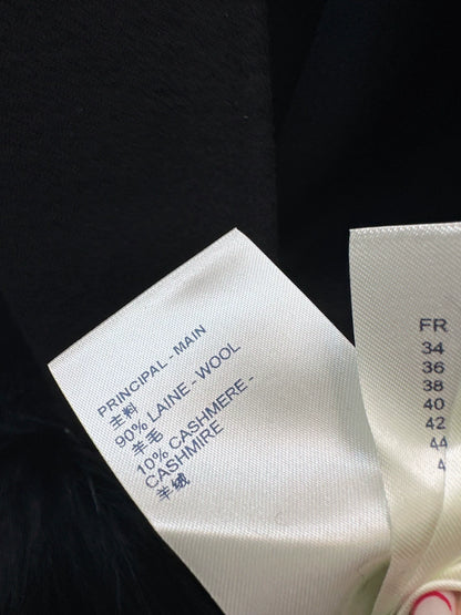 L 25fw wool coat with fox fur trim