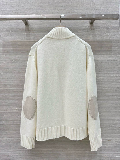 LOR 25 Autumn and Winter Lambskin Trim Leather Button Pure Cashmere Jacket