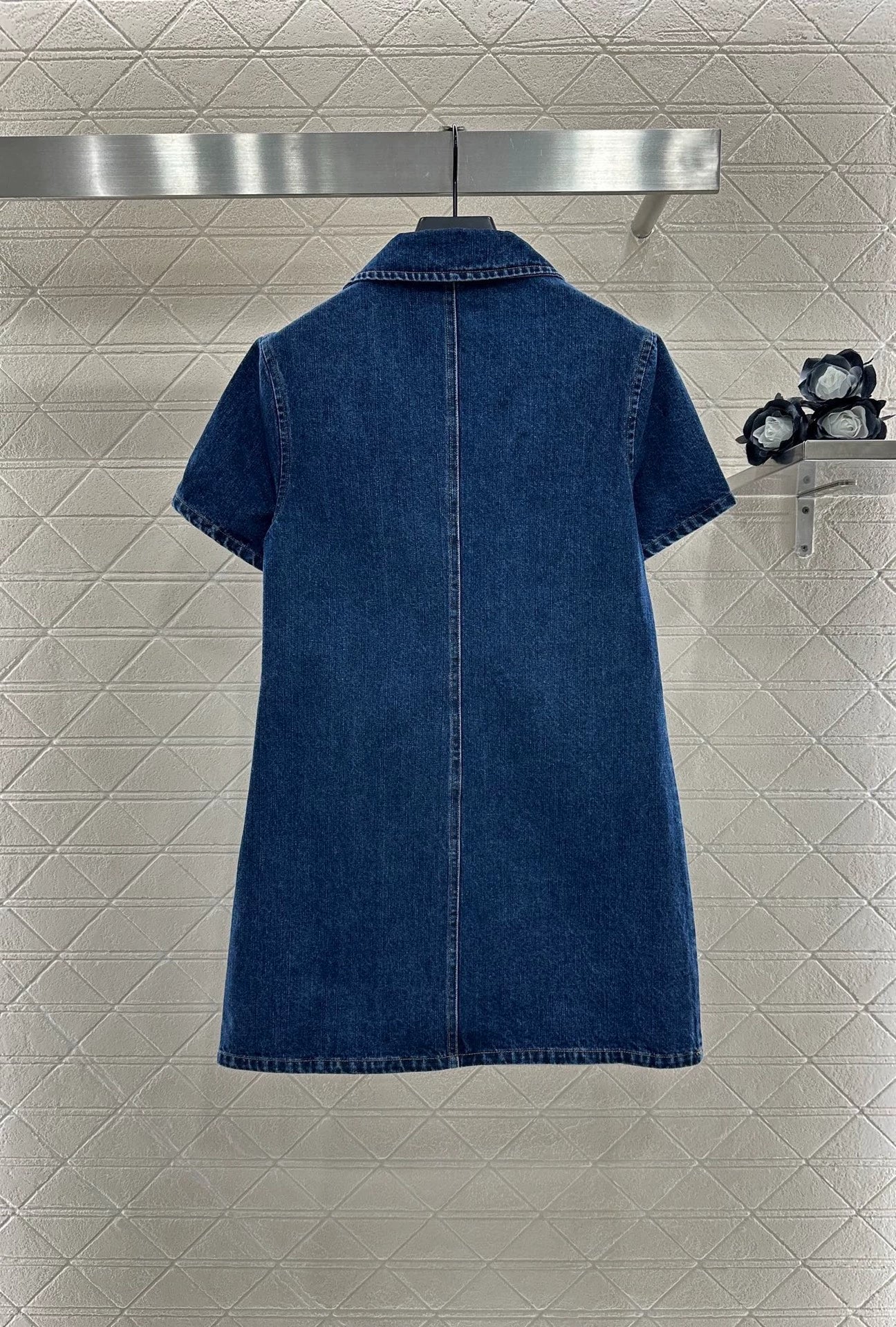 G 25 Denim lapel short-sleeved dress
