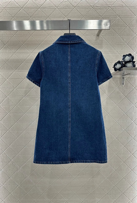 G 25 Denim lapel short-sleeved dress