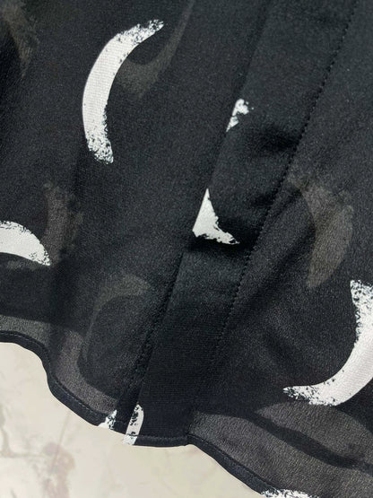 Y 25 new retro classic moon print long sleeve silk shirt