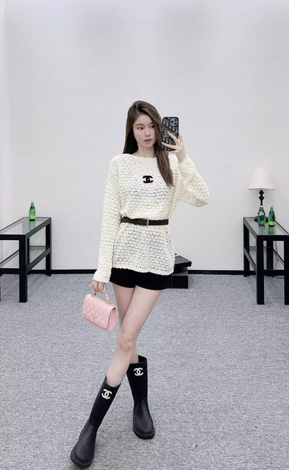 C 25fw French knit long-sleeved top with belt