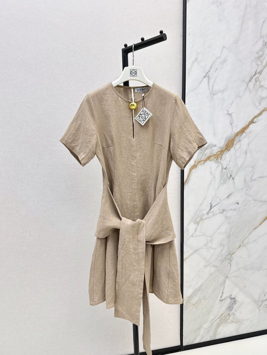 Lo 25Ss Spring/Summer French-inspired short-sleeved linen dress