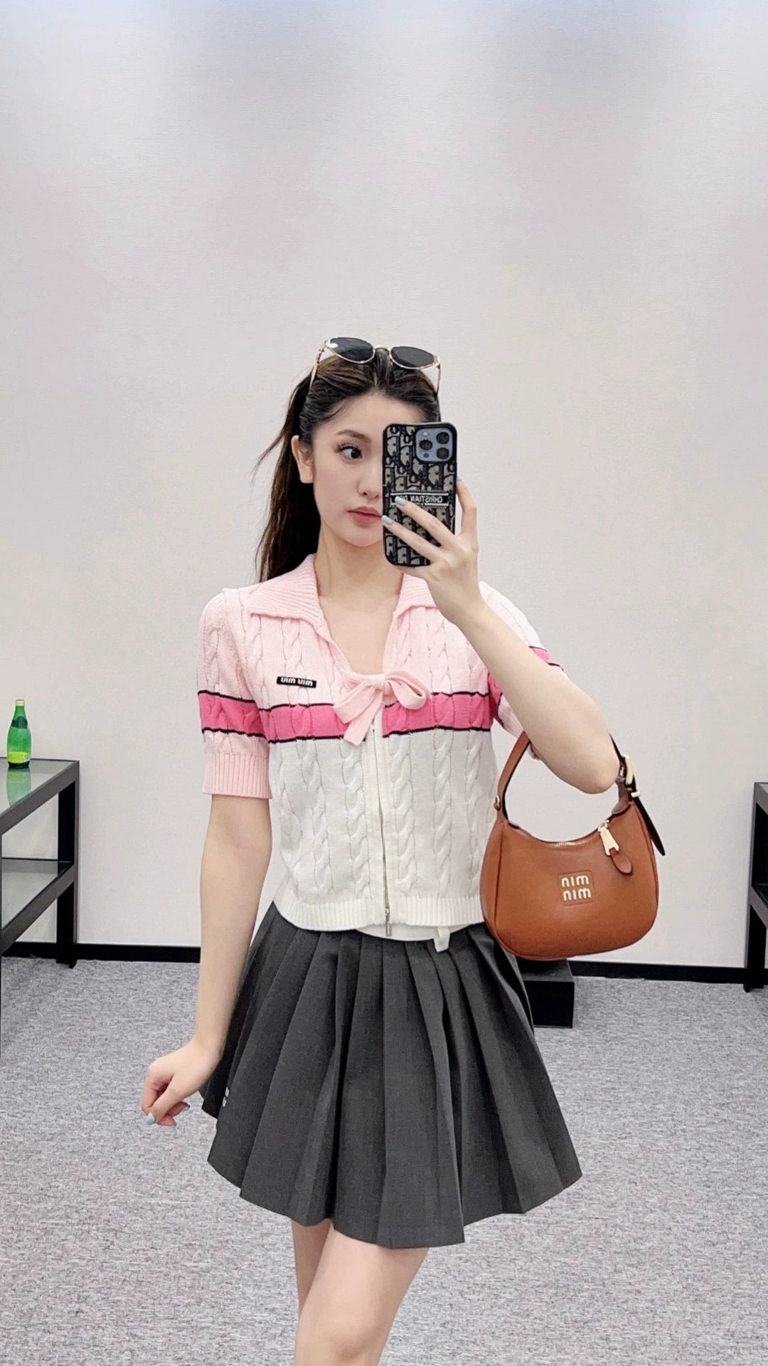 M 25 new zippered knitted short-sleeved top