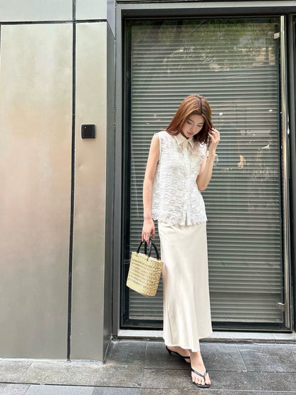 G 25 spring and summer new lace splicing jacquard sleeveless tops