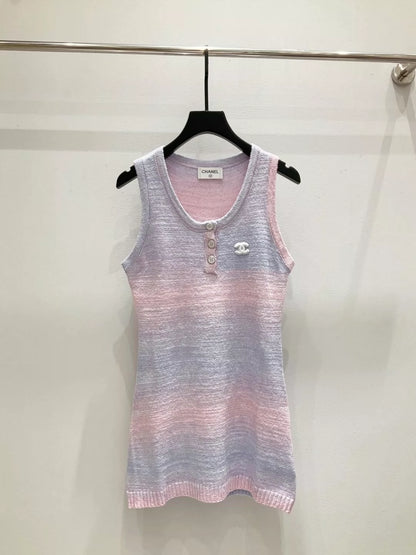 C 25 New gradient-colored dyed yarn vest dress