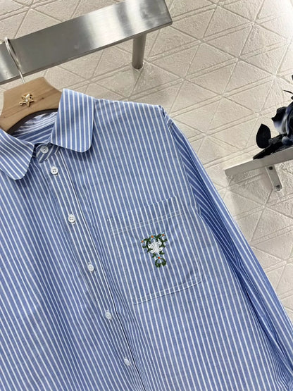 CE 25 new lapel embroidered striped shirt