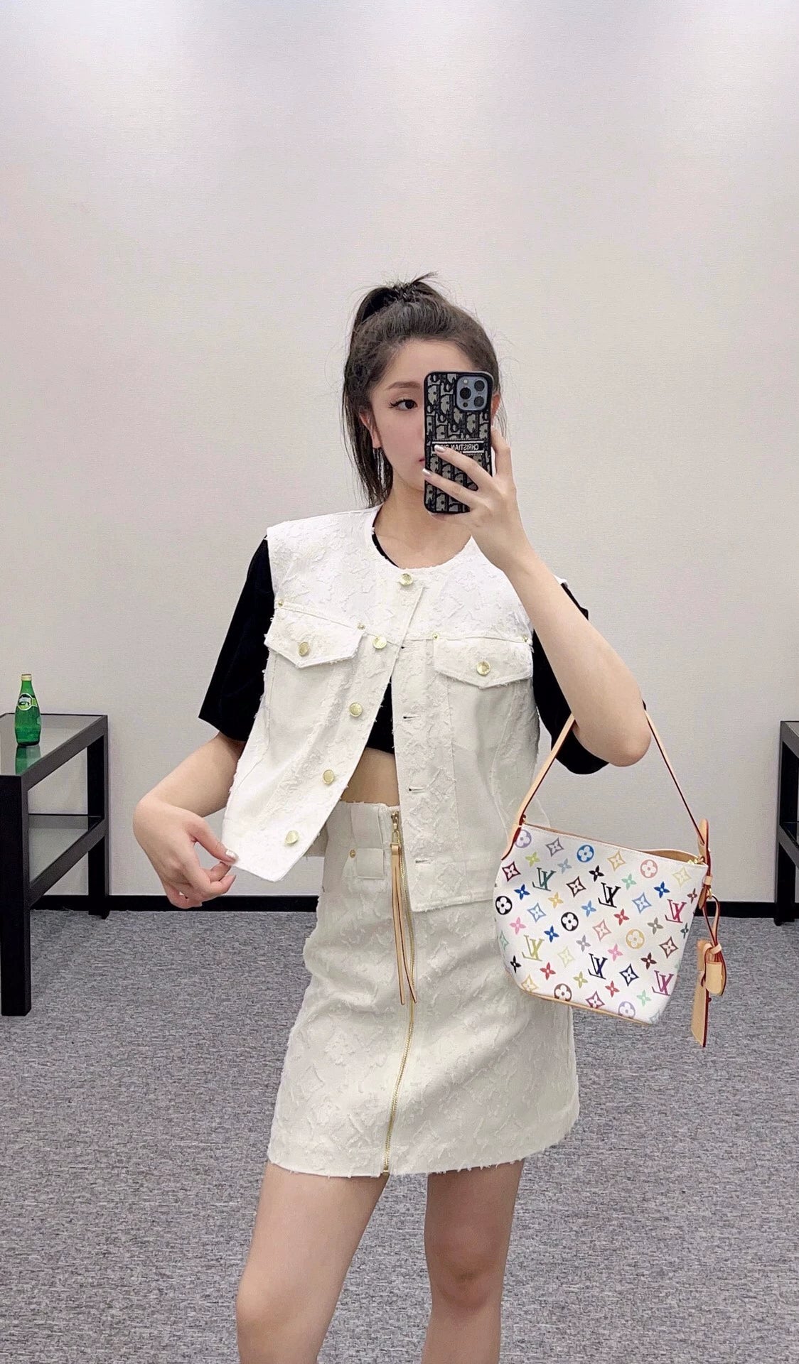 L 25 Summer New Denim Vest Skirt Set