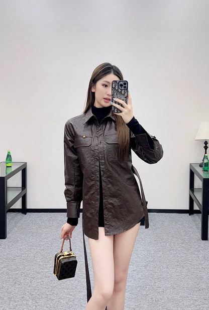 Ce 25 Waterproof leather trench coat