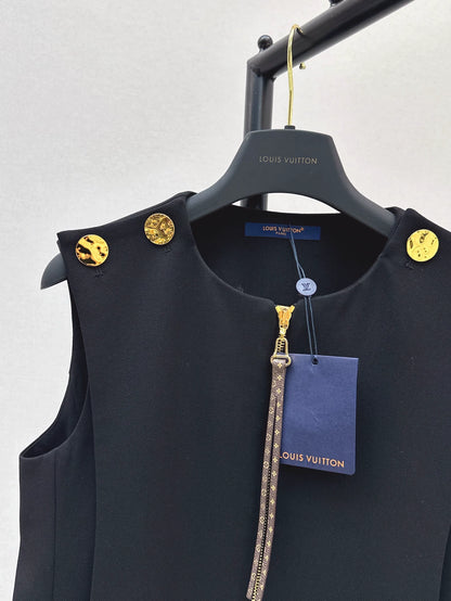 L 25 new round neck zipper sleeveless dress