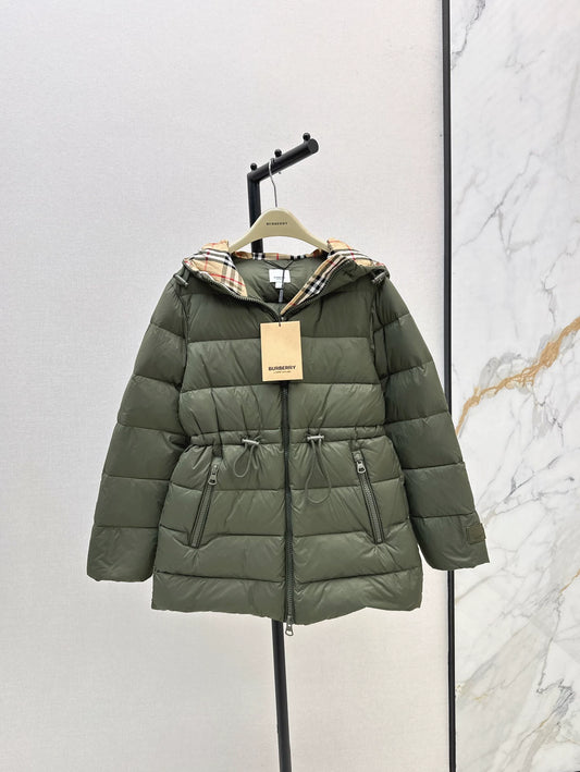 BRU 25fw Hooded, drawstring-waisted down jacket