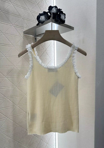 M 25 Summer New Lace Trim Knitted Vest