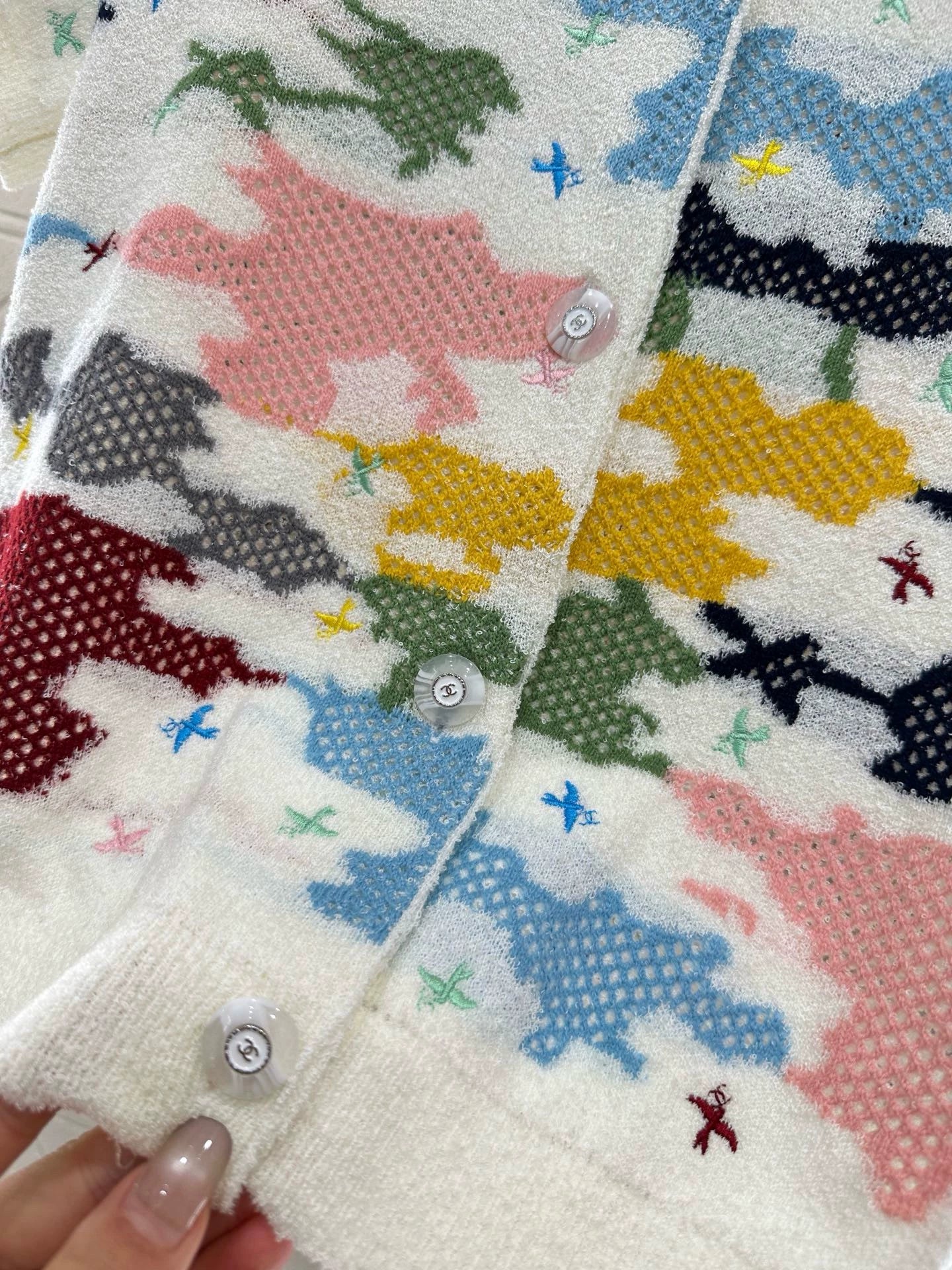 C 25 Colorful Knit Short Sleeve Cardigan