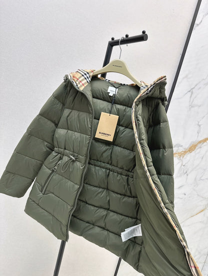 BRU 25fw Hooded, drawstring-waisted down jacket