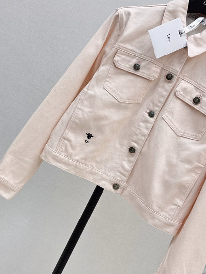 D 25Ss Early Fall New Back Print Denim Jacket（white green pink）