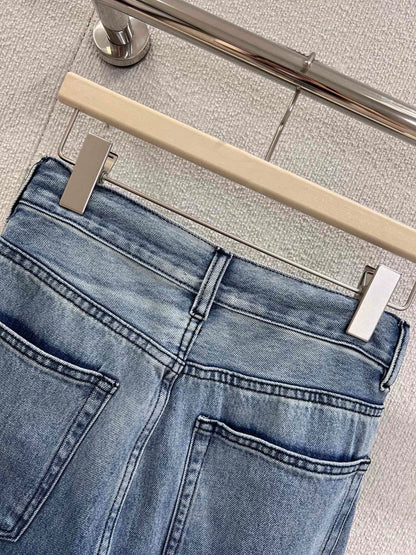 C 25B High-end Handicraft Series New Washed Gradient Lace-up Jeans