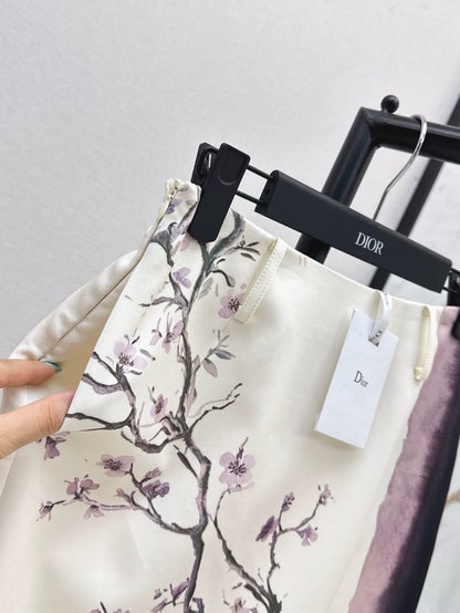 D 25 Spring and Summer New Printed Split Half-body Skirt