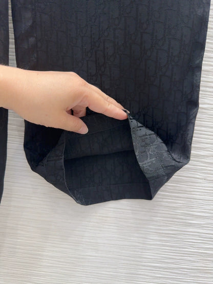 D 25 New Dark Flower Letter Ribbon Casual Trousers