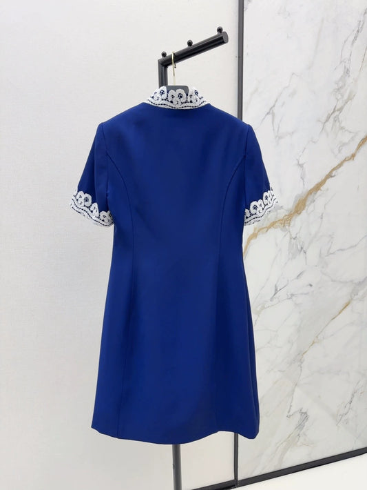 V 25 new style stand-up collar lace dress