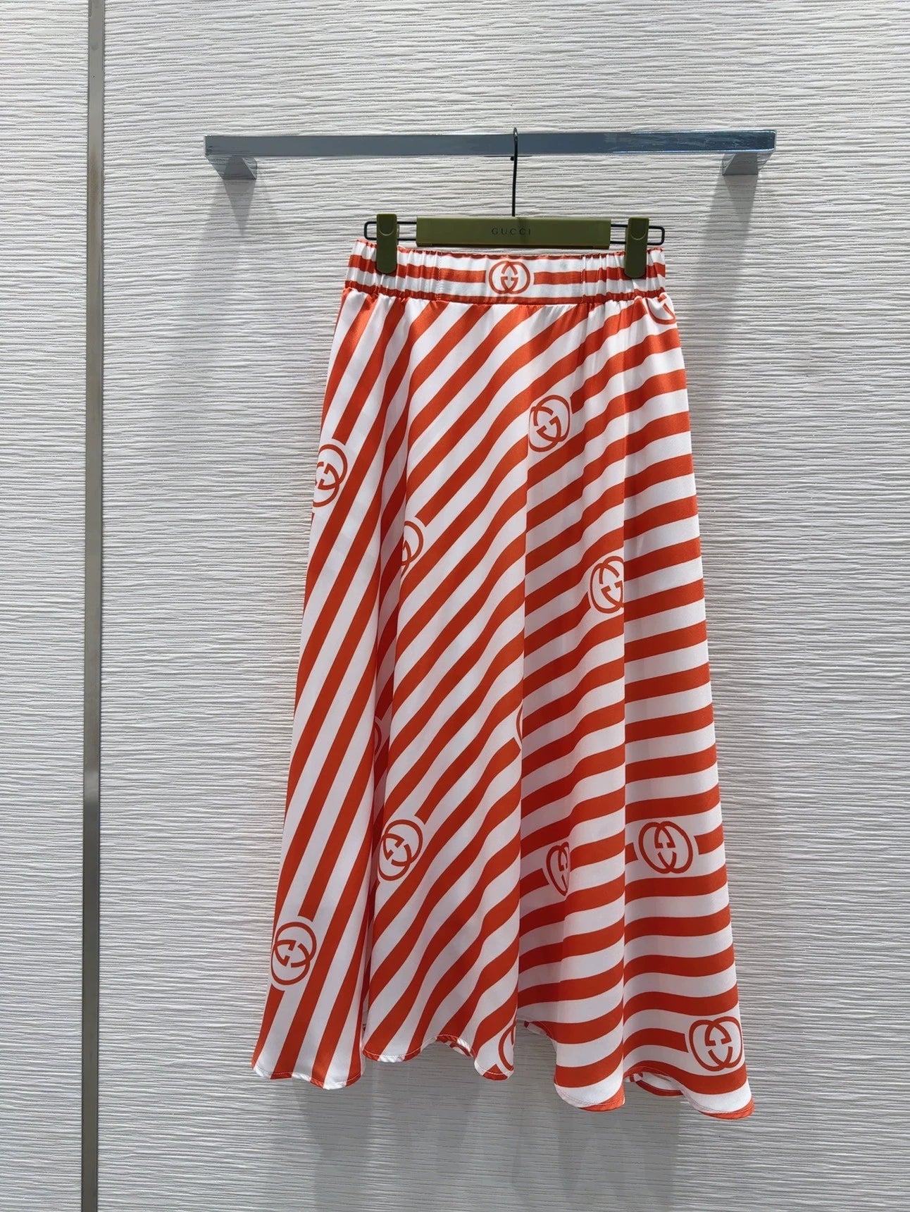 G 25 New Clashing Color Stripe Letter Half Skirt(brown orange)